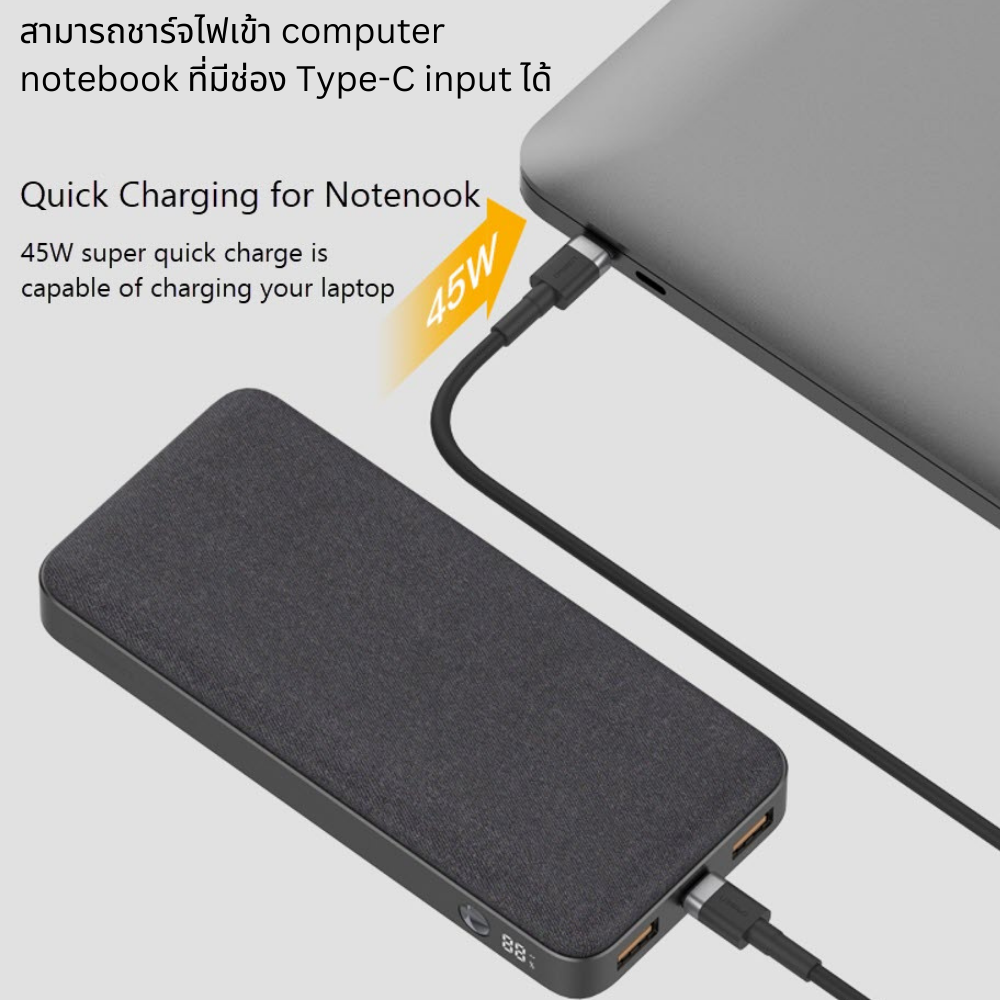 Top! E45 Powerbank 20000mAh Super Fast charge QC4.0 PD 45W จัดส่งฟรี!