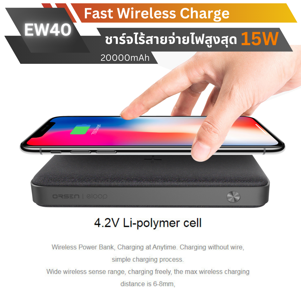 EW40 Powerbank 20000mAh Fast Charge QC3.0 PD 20W แถมซอง & สายชาร์จ สินค้าส่งฟรี!