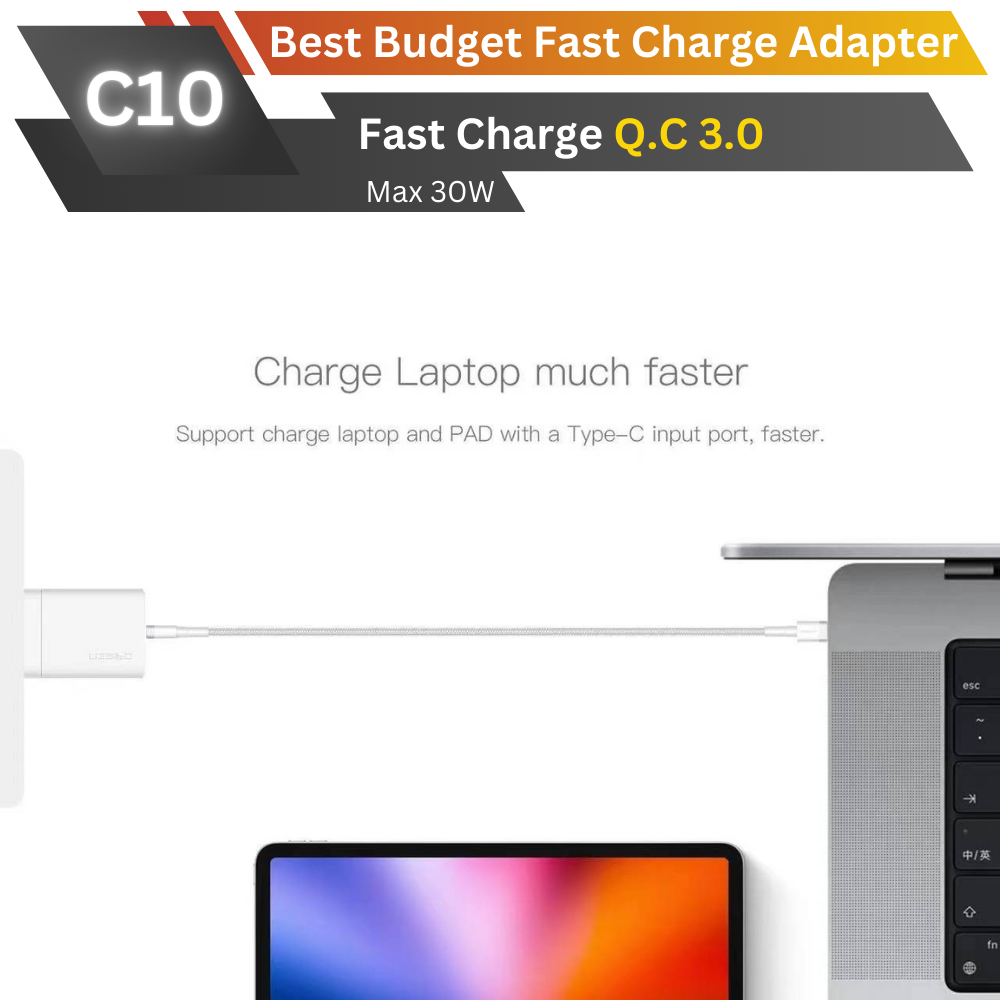 ADAPTER ELOOP C10 PD 30W / QC 3.0 Fast Charge อะแดปเตอร์ สีดำ / Black จัดส่งฟรี!