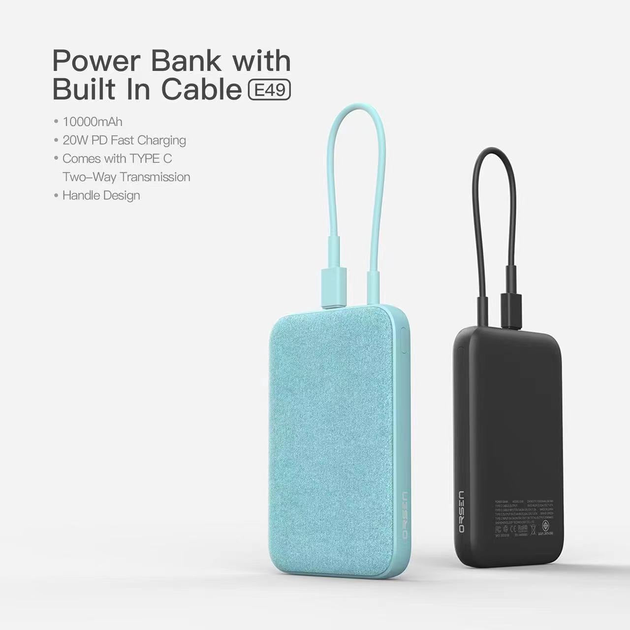 New Upgrade! E49 Line Powerbank 10000mAh มีสายในตัว!