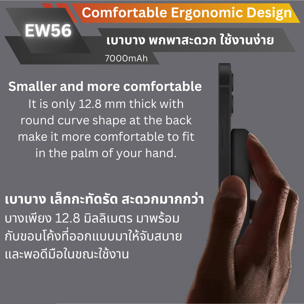 ใหม่ MagSafe! EW56 Magnetic Powerbank 7000mAh Fast charge PD 20W จัดส่งฟรี!