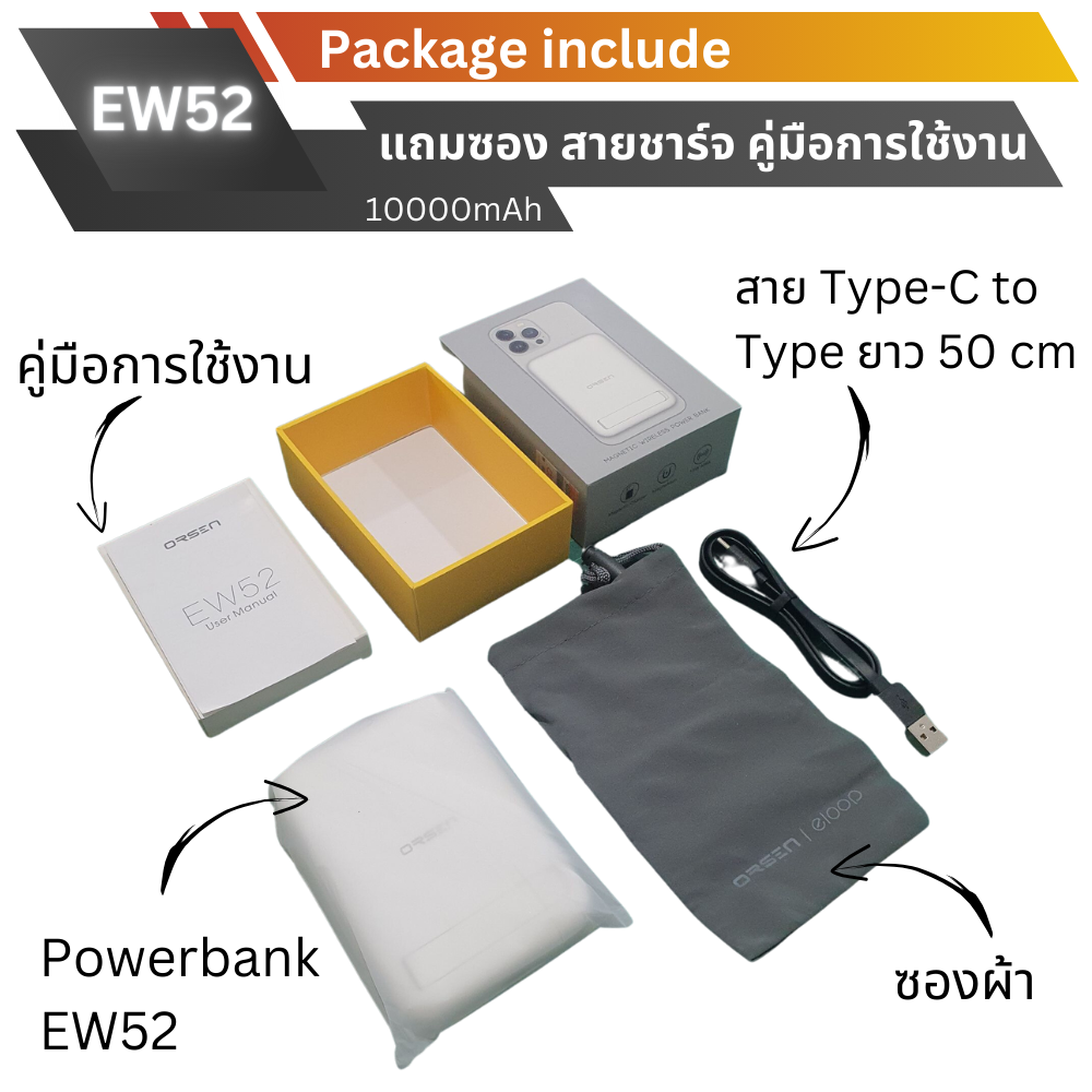 ใหม่ MagSafe! EW52 Magnetic Powerbank 10000mAh Fast charge PD 20W จัดส่งฟรี!